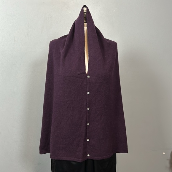 cashmere Sweaters - 100% cashmere purple sweater shawl button up one size